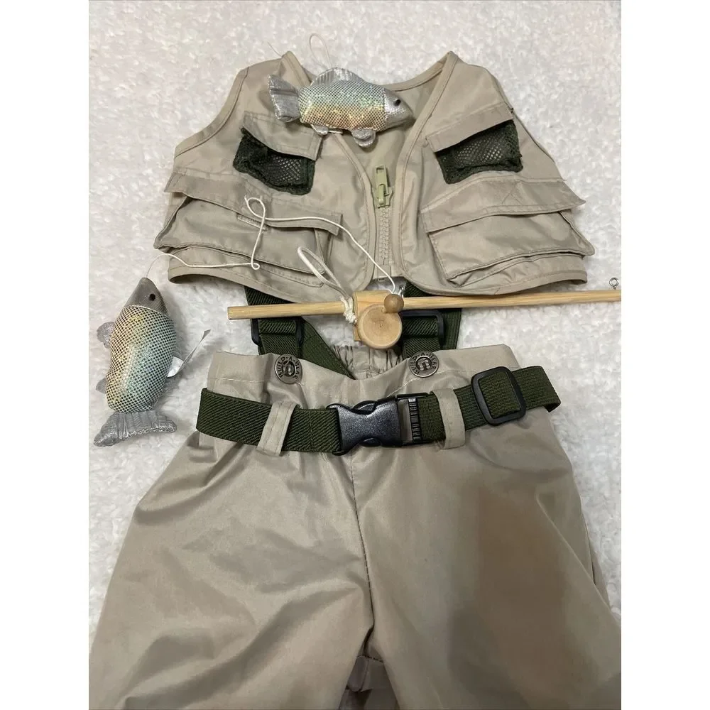 Build A Bear Fly Fishing‎ Outfit Waders Vest Pole Fish Teddy Clothes 5 Piece Set